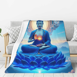280g Flanello Coperta (Stile Verticale) - Motivo Buda Blu