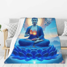 280g Flannel Blanket (Vertical Style) - Blue Buddha Pattern