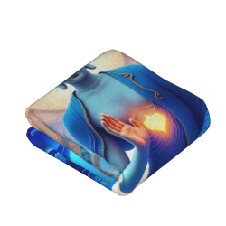 280g Flanelle Blanket (Style Vertical) - Motif bleu du Bouddha