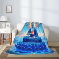 280g Flanelle Blanket (Style Vertical) - Motif bleu du Bouddha