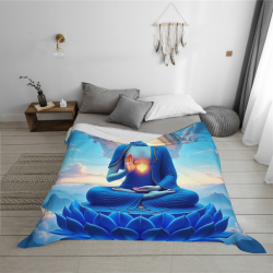 Couette Polaire Flanelle 280g (Horizontal) avec Motif Bouddha - Article de Maison Confortable et Chaleureux