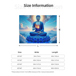 Decke aus Fleece 280 g (horizontal) mit Buddha-Muster - Bequemes und warmes Heimtextil