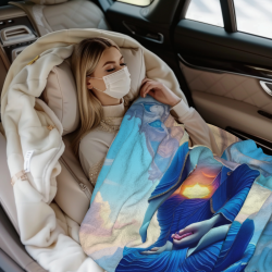 Decke aus Fleece 280 g (horizontal) mit Buddha-Muster - Bequemes und warmes Heimtextil