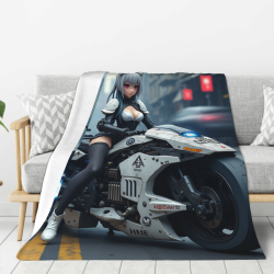 賽博朋克少女法蘭絨毛毯 - Okomall