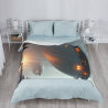 280g Flanell-Fleece-Decke (vertikaler Stil) - Raumschiffmuster