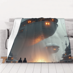 Decke aus Fleece 280 g (horizontal) - Science-Fiction-Muster