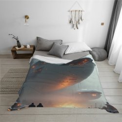 280g Flannel Fuzzy Blanket (Horizontal) - Sci-Fi Pattern