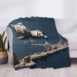 Coperta in flanella polar da 280g (stile orizzontale) - Motivo tematico di sci-fi