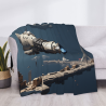 280g フランネルフリースブランケット（水平スタイル） - 宇宙テーマパターン
