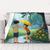 Couverture en Flanelle pour Couple sous la Pluie Romantique - Okomall