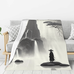 Coperta in flanella polar da 280g (stile verticale) - Motivo paesaggistico a inchiostro