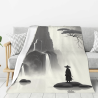 Decke aus Flanell und Fleece 280 g (vertikaler Stil) - Landschaftsmotiv in Tinte