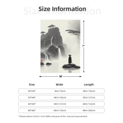 Decke aus Flanell und Fleece 280 g (vertikaler Stil) - Landschaftsmotiv in Tinte