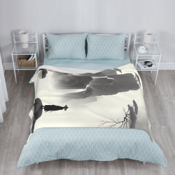Coperta in flanella polar da 280g (stile verticale) - Motivo paesaggistico a inchiostro