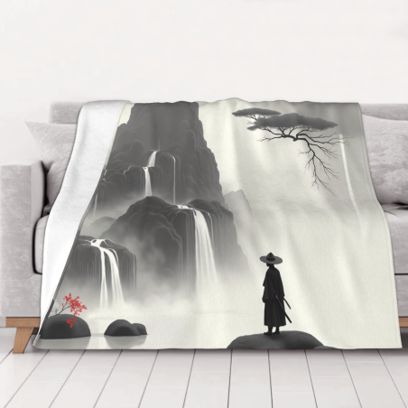 Manta de Forro Polar de 280g (Estilo Horizontal) Versión Impresa con Paisaje y Figura