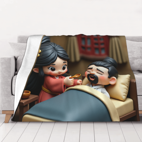 Couverture en flanelle de 280g (Horizontale) Motif de chaleur parent-enfant