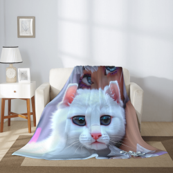 280g Flannel Blanket (Vertical Style) Cute Cat Pattern