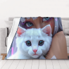 Manta de Forro Polar de 280g (Estilo Horizontal) - Patrón de Gato y Niña