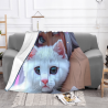 Decke aus Fleece 280 g (horizontales Design) – Katzen- und Mädchenmuster