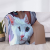 Decke aus Fleece 280 g (horizontales Design) – Katzen- und Mädchenmuster