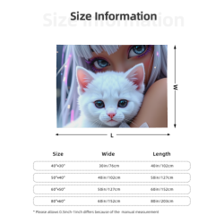 280gフラネルフリースブランケット（横型） - 猫と少女の柄