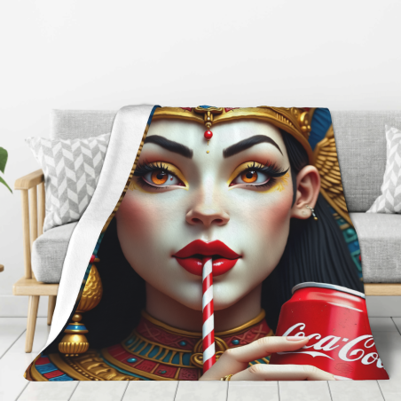 Coperta in Pile di Flanella da 280g (Stile Verticale) con Motivo di Cleopatra