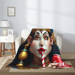 Coperta in Pile di Flanella da 280g (Stile Verticale) con Motivo di Cleopatra