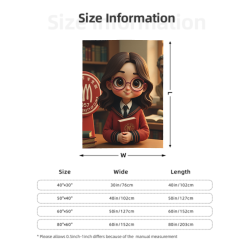 280g Flannel Fuzzy Blanket (Vertical Style) with Cute Girl Pattern