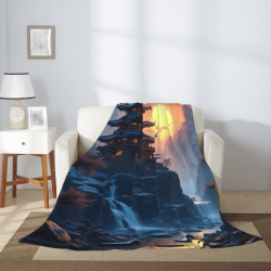 Flanelldecke mit Sonnenaufgangs-Berglandschaft – Okomall