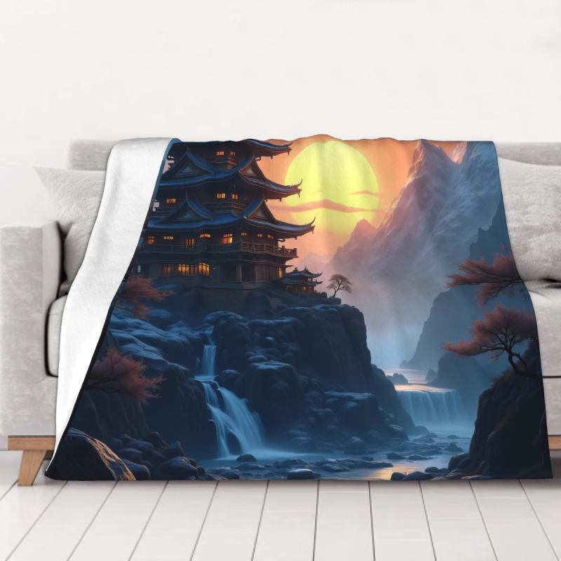Coperta in Flanella 280g (Orizzontale) con Stampa Paesaggio Cinese - Comfort e Calore Garantiti