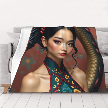 280g Flanell-Fleece-Decke (Horizontal) mit exquisitem chinesischem Design