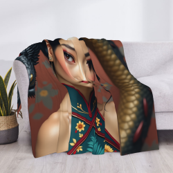 280g Flanell-Fleece-Decke (Horizontal) mit exquisitem chinesischem Design