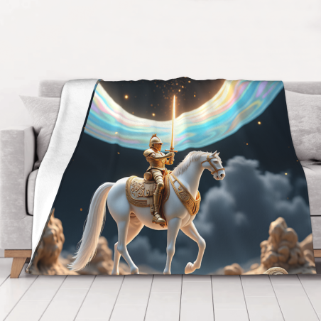 Decke aus Flanell 280 g (horizontales Design) - Ritter-Muster