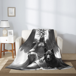 280g Vertical Flannel Blanket (Angel and Wolf Pattern)
