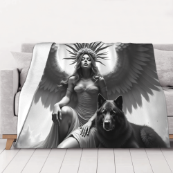 280g Flannel Blanket (Horizontal Style) - Angel and Wolf Pattern
