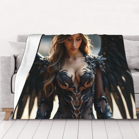 280g Flannel Fleece Blanket (Horizontal Style) - Imagerie de Fée du Cœur Imprimée en Forme Complète et à un seul Côté