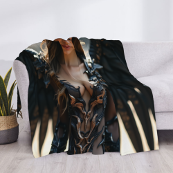 280g Flannel Fleece Blanket (Horizontal Style) Fantasy Female Pattern
