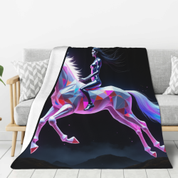 Couette Polaire 280g (Style Vertical) avec Motif : Femme Mystérieuse à Cheval