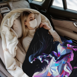 Couette Polaire 280g (Style Vertical) avec Motif : Femme Mystérieuse à Cheval