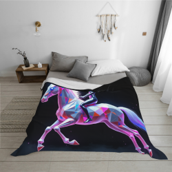 280g Flannel Fleece Blanket (Horizontal) - Riding Unicorn Pattern