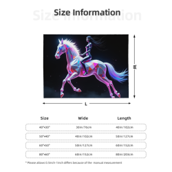280g Flannel Fleece Blanket (Horizontal) - Riding Unicorn Pattern
