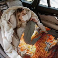 280g Flannel Blanket (Horizontal Style) - Phoenix Pattern, Comfortable and Warm