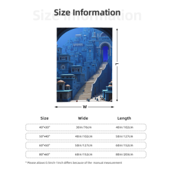Coperta in Pile da 280g (Stile Verticale) - Motivo Città Antica Blu
