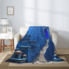 280g Flannel Fleece Blanket (Vertical Style) - Blue Ancient City Pattern