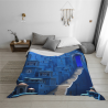 Couverture en Flanelle Fleece 280g (Style Horizontal) - Motif Ville Ancienne Bleue