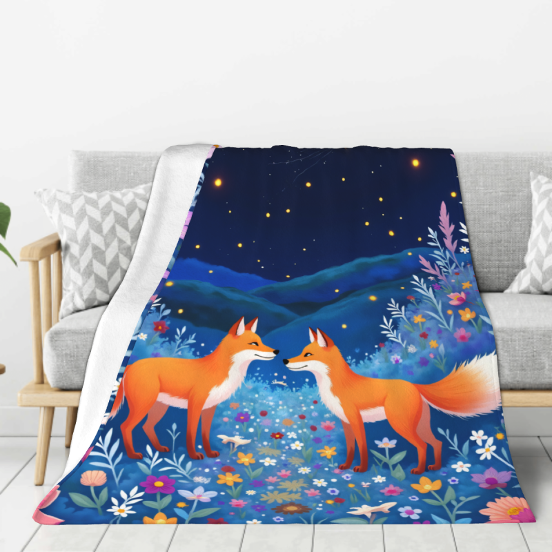 280g Flanell Fleece Decke (Längs Ausrichtung) - Super Bequeme Decke Mit Fuchs Muster