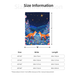 280g Flannel Fleece Blanket (Vertical Style) - Super Comfortable Blanket with Fox Pattern