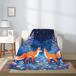 280g Flannel Fleece Blanket (Vertical Style) - Super Comfortable Blanket with Fox Pattern
