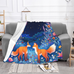 280g Flanell-Fleece-Decke (Horizontales Design) mit Fuchs-Muster