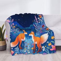 280g Flanell-Fleece-Decke (Horizontales Design) mit Fuchs-Muster